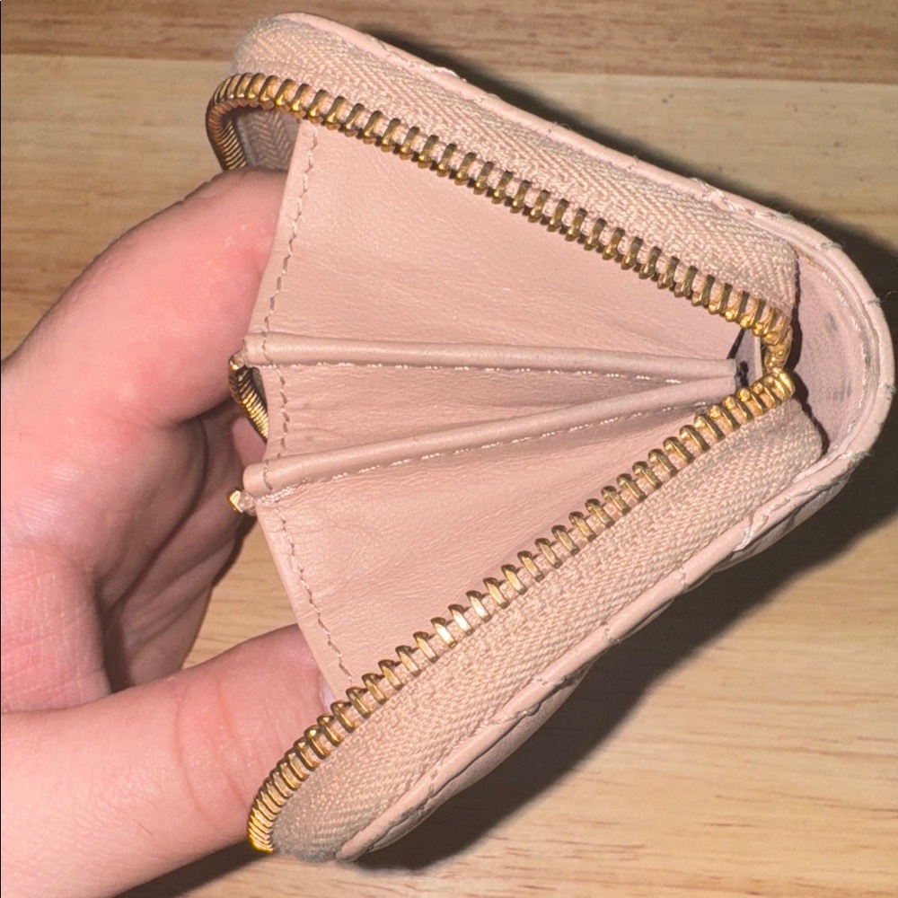Dior Beige heart cannage Quilted zippy coin card holder compact wallet - Picture 11 of 13